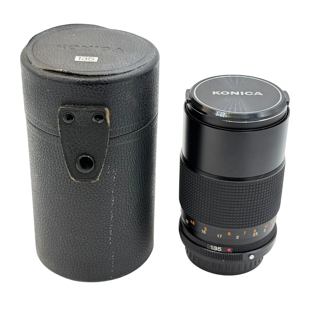 Konica Hexanon AR 135mm f3.2 Prime Lens with Case and Cap Made in Japan